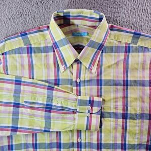 J McLaughlin Shirt Men‎ Medium Button Up Long Sleeve Colorful Multicolor Plaid